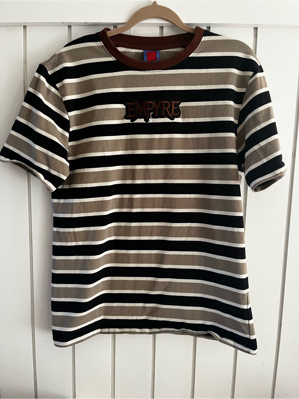 Empyre Striped Short-Sleeve Tee in Brown, Black & White